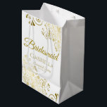 Bridesmaid Wedding Gift Bag - Medium<br><div class="desc">This beautiful gift bag is designed as a wedding gift or favour bag for Bridesmaids. Designed to coordinate with our Gold Foil Elegant Wedding Suite, it features a gold faux foil flourish border with the text "Bridesmaid" as well as a place to enter her name, the couple's name, and the...</div>