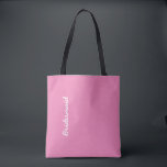 Bridesmaid Wedding Gift Favour White Pink Custom Tote Bag<br><div class="desc">Perfect gift for bridesmaids! Feel free to change the background colour and you may customise to change the text to suit for a different recipient for a different event if you wish!</div>