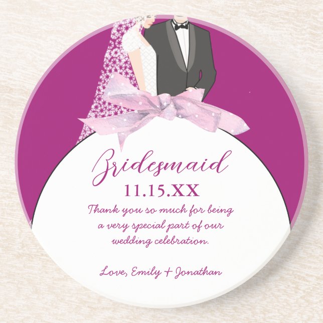 Bridesmaid Wedding Gown Coasters (Front)