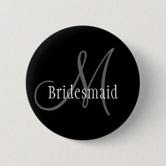 Bridesmaid Wedding Monogram Button