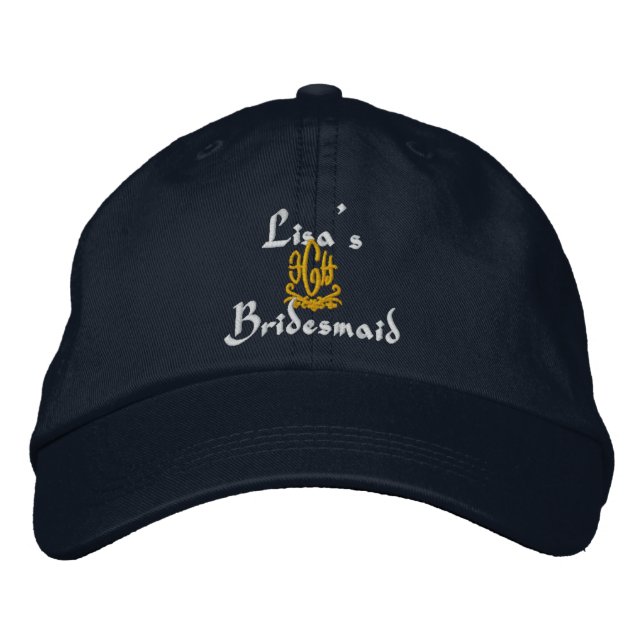 Bridesmaid Wedding Navy Embroidered Hat (Front)