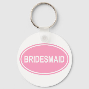 Bridesmaid Wedding Oval Pink Key Ring