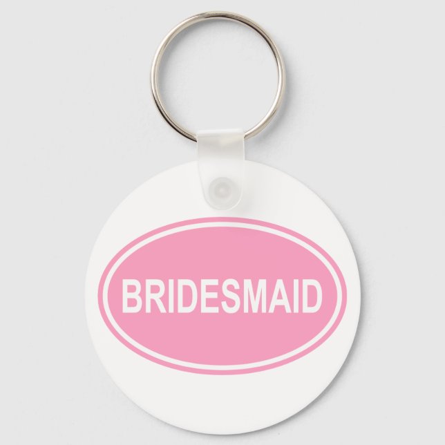 Bridesmaid Wedding Oval Pink Key Ring (Front)