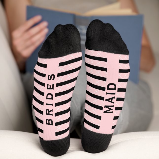 Bridesmaid Wedding Party Pink and Black Socks (Bottom)