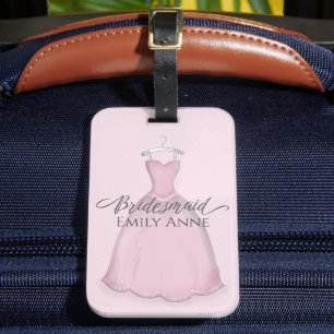 Bridesmaid Wedding Pink Vintage Dress Bridal Party Luggage Tag