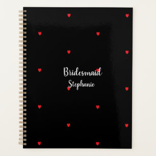 Bridesmaid Wedding Red Heart Patterns Gift Favor Planner
