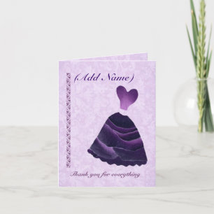 Bridesmaid Wedding Thank You - PURPLE Gown Card