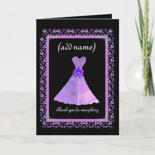 BRIDESMAID Wedding Thank You - PURPLE Gown Card
