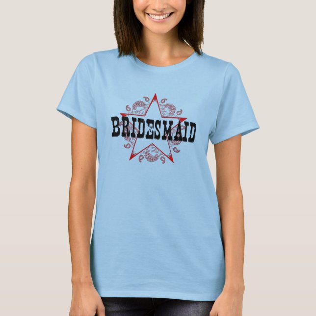 Bridesmaid Western Red T-Shirt (Front)