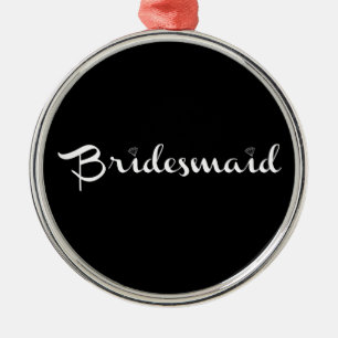 Bridesmaid White on Black Metal Tree Decoration