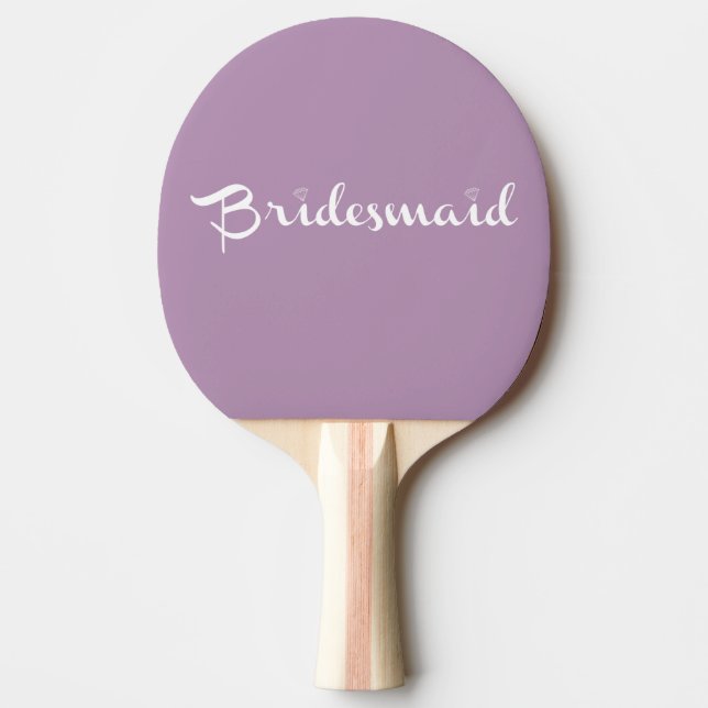 Bridesmaid White On Lilac Ping Pong Paddle (Front)