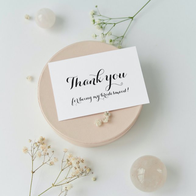 Bridesmaid White Wedding Thank You Foil Card (In Situ Wedding)