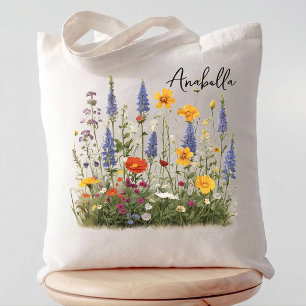 Bridesmaid Wildflower Bachelorette Party Name Tote Bag