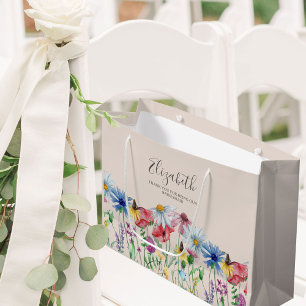 Bridesmaid Wildflower Charm Thank You Large Gift Bag