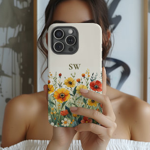 Bridesmaid Wildflower Monogram Mothers Day Bride Case-Mate iPhone 14 Pro Case