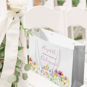 Bridesmaid Wildflower Thank You Large Gift Bag