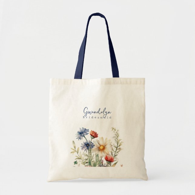 Bridesmaid Wildflowers Personalised Gift Bag (Front)