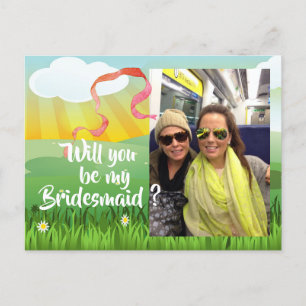 Bridesmaid Will You Be My Modern Rustic Festival Invitation Postcard
