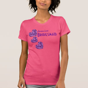 BRIDESMAID with PURPLE CAMO Patterned Hearts V20 T-Shirt