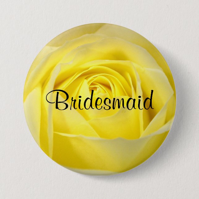 Bridesmaid, Yellow Rose 7.5 Cm Round Badge (Front)