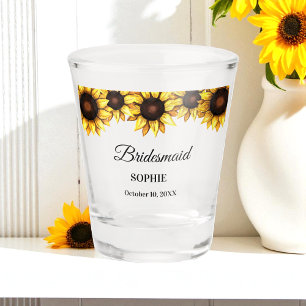 Bridesmaid Yellow Wedding Sunflower Shot Glass
