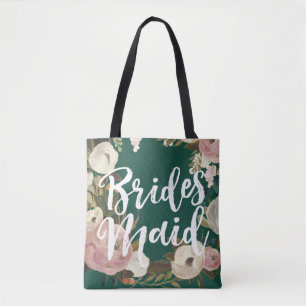 Bridesmaids Brushed Floral Wedding Party Tote Bag