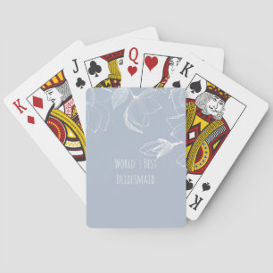 BRIDESMAIDS GIFTS Dusty Blue White Magnolias Playing Cards