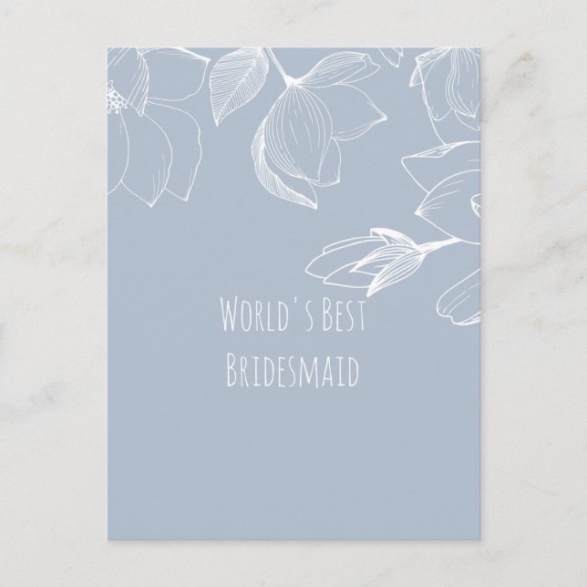 BRIDESMAIDS GIFTS Dusty Blue White Magnolias Postcard (Front)