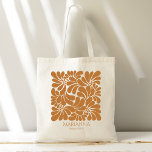 Bridesmaids gifts Mexican talavera personalised Tote Bag<br><div class="desc">Bridesmaids gifts Mexican fiesta talavera terracotta personalised name tote bag,  brown and white talavera style bridal party favours monogrammed tote bag ,  papel picado bridal party gifts personalised tote bag mustard talavera tote bag</div>