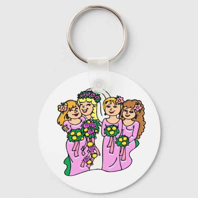 Bridesmaids in Pink Key Ring (Front)