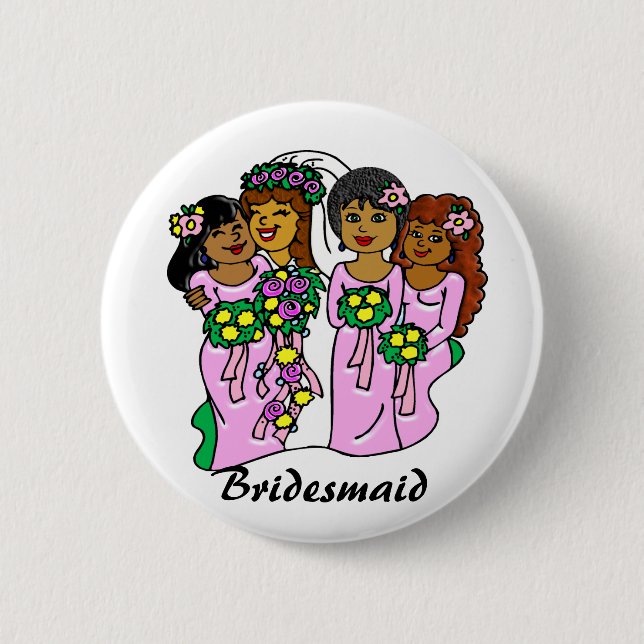 "Bridesmaids in Pink" Wedding ID Button (Front)