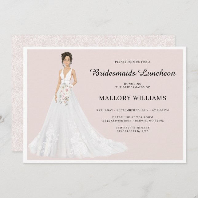 Bridesmaids Luncheon Bridal Gown Invitation (Front/Back)