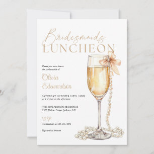 Bridesmaids Luncheon Champagne QR Code Invitation