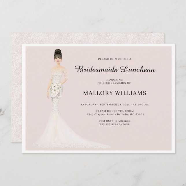 Bridesmaids Luncheon Fashion Bride Invitation (Front/Back)
