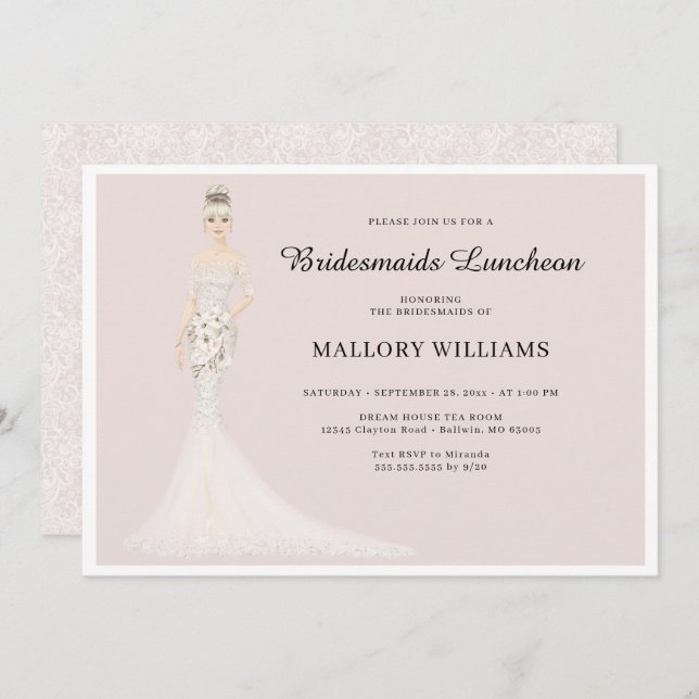 Bridesmaids Luncheon Fashion Bride Invitation (Front/Back)