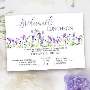 Bridesmaids Luncheon Pretty Purple Wildflower Invitation
