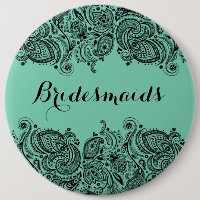 BridesMaids Mint Green & Black Paisley Lace