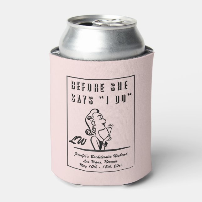 Bridesmaids Monogram - Bachelorette Party Can Cooler (Can Front)