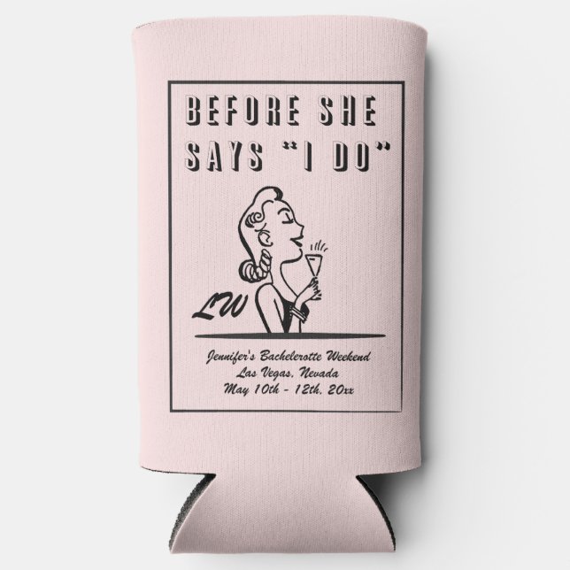 Bridesmaids Monogram - Bachelorette Party Seltzer Can Cooler (Front)