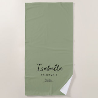 Bridesmaids Olive Green Botanical Beach Towel