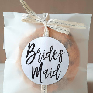 Bridesmaids   Script Style Wedding Classic Round Sticker