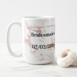 Bridesmaids Tumbler: Rose Gold Elegance Coffee Mug<br><div class="desc">An elegant tumbler design featuring the word "Bridesmaids" in a stylish script font, framed by a delicate rose gold geometric border. The background showcases a beautiful white marble texture with shimmering rose gold glitter accents. This chic and romantic design is perfect for celebrating the bridesmaids at a wedding party or...</div>