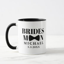 BRIDESMAN black tie bow wedding personalised 