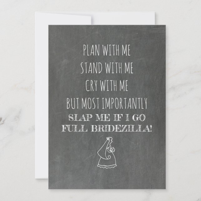 Bridezilla Funny Bridesmaid / Maid of Honour Invitation (Front)