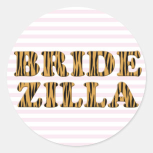 Bridezilla   Pink Stripes & Tigerprint Stickers
