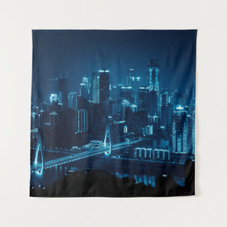Bridge and city urban architecture at night in Cho Tapestry