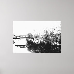 Bridge and Stream Winter 60x40 (150x100cm) waccn Canvas Print