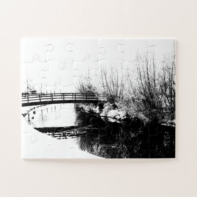 Bridge and Stream Winter Scene 11x14 30pc jpm Jigsaw Puzzle (Horizontal)
