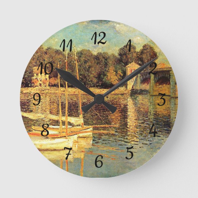 Bridge at Argenteuil Claude Monet   Round Clock (Front)