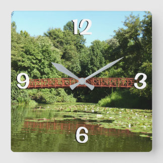 Bridge at Centennial Lake in Ellicott City Square Wall Clock